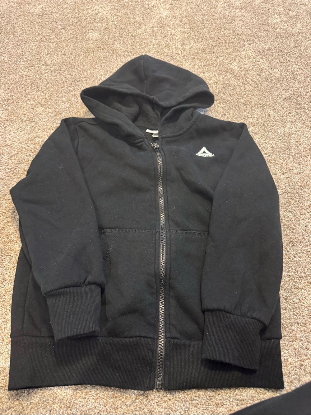 Reebok Black Kids Full-Zip Hoodie with Small Logo